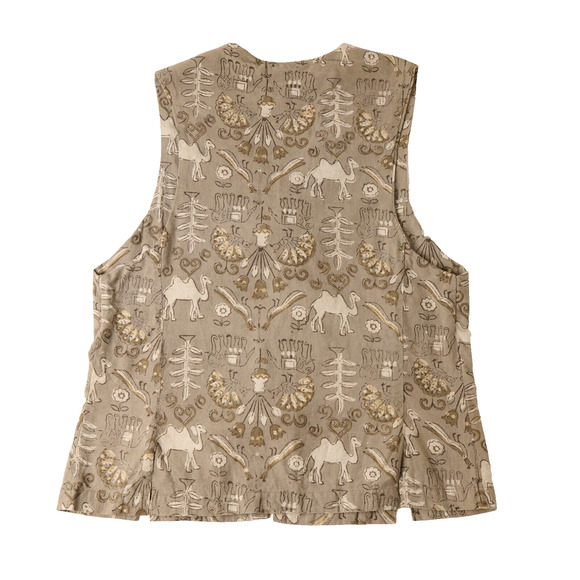 Vtg White Cloud Womens Vest Animal Print Boho‎ Artsy Art Bohemian Folk Indie - Picture 2 of 7